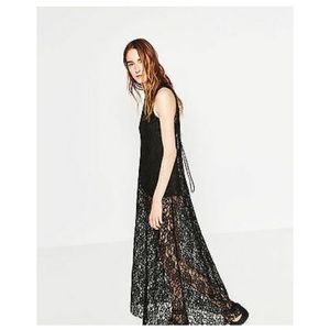Zara❤️NWT maxi lace dress with bodysuit under sexy